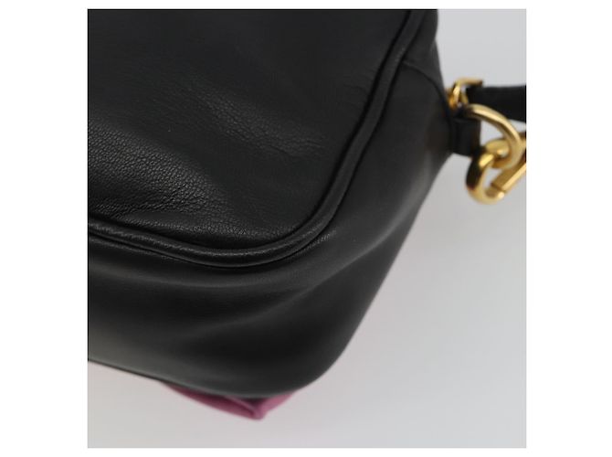 PRADA Ribbon Shoulder Bag Leather Black Pink - vista 17