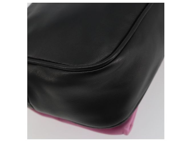 PRADA Ribbon Shoulder Bag Leather Black Pink - vista 18