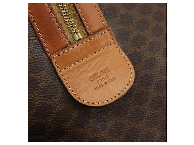Céline CELINE Macadam Canvas Boston Bag PVC Leather Brown Gold - vista 17