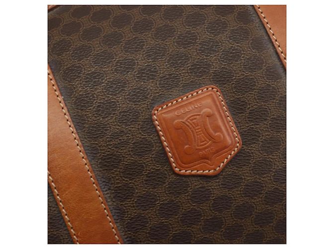 Céline CELINE Macadam Canvas Boston Bag PVC Leather Brown Gold - vista 19