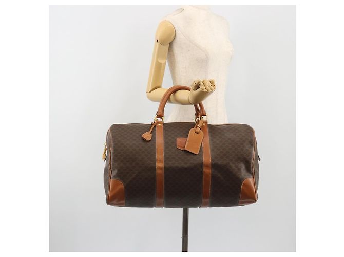 Céline CELINE Macadam Canvas Boston Bag PVC Leather Brown Gold - vista 25