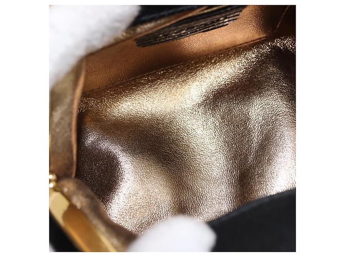 Bulgari BVLGARI Feather Hand Bag Satin Black Gold - vista 10