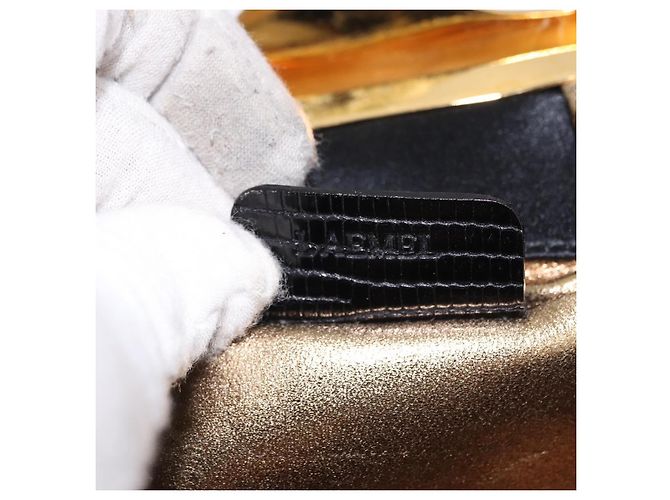 Bulgari BVLGARI Feather Hand Bag Satin Black Gold - vista 11