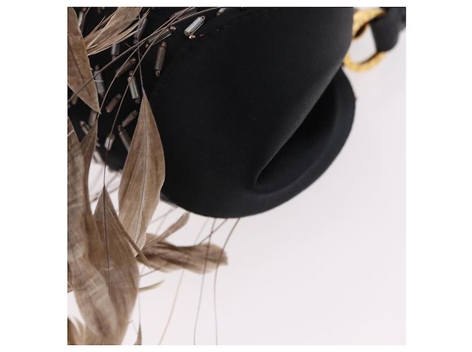 Bulgari BVLGARI Feather Hand Bag Satin Black Gold - vista 15
