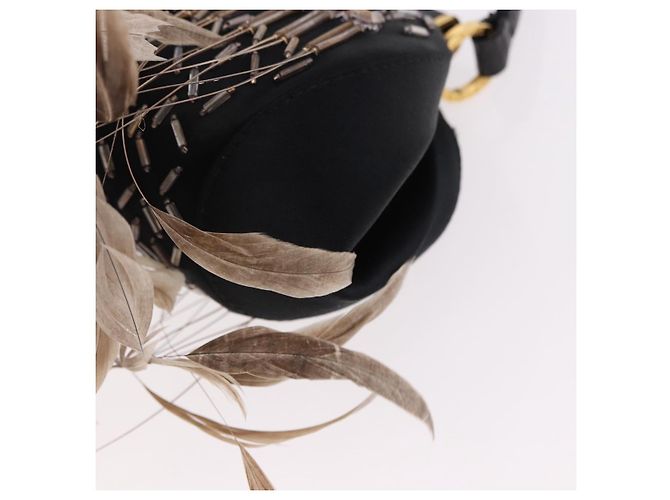 Bulgari BVLGARI Feather Hand Bag Satin Black Gold - vista 17