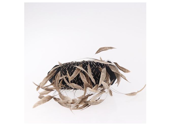 Bulgari BVLGARI Feather Hand Bag Satin Black Gold - vista 5