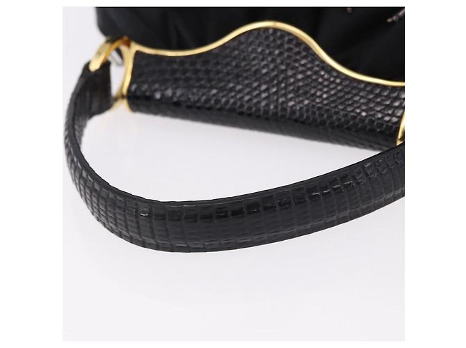 Bulgari BVLGARI Feather Hand Bag Satin Black Gold - vista 7