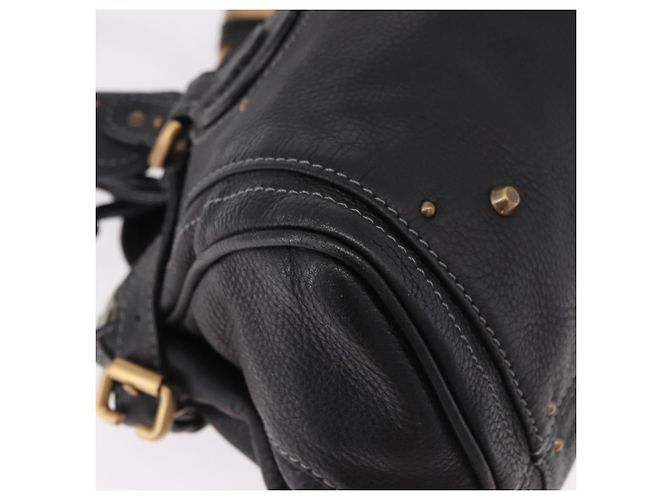 Chloé Chloe Paddington Hand Bag Leather Black Gold - vista 11