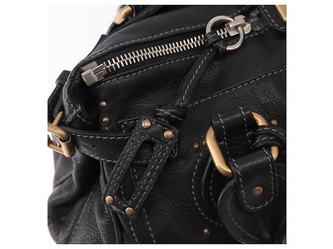 Chloé Chloe Paddington Hand Bag Leather Black Gold - vista 17