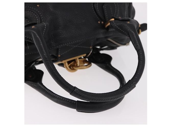 Chloé Chloe Paddington Hand Bag Leather Black Gold - vista 8