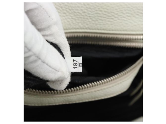 PRADA Hand Bag Vittero Dino Leather 2way White Silver - vista 11