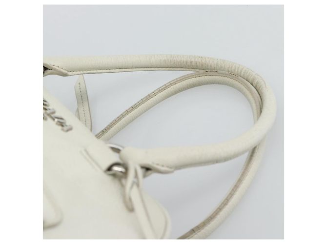 PRADA Hand Bag Vittero Dino Leather 2way White Silver - vista 14