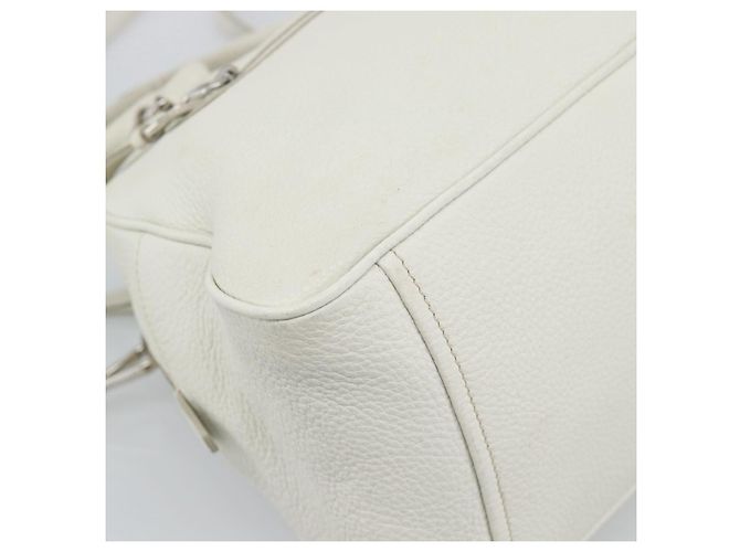 PRADA Hand Bag Vittero Dino Leather 2way White Silver - vista 17