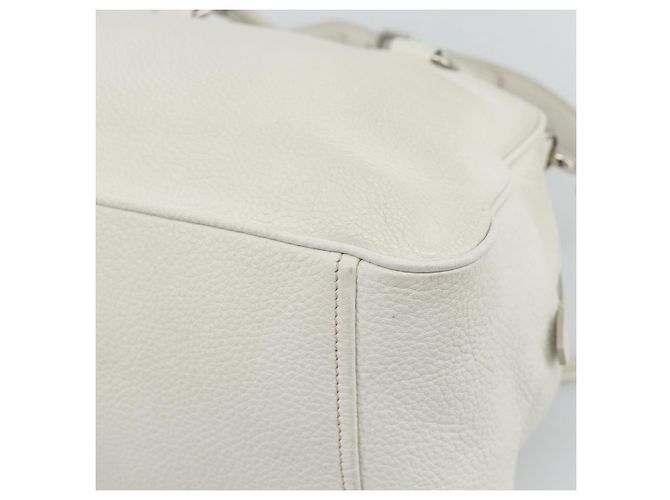 PRADA Hand Bag Vittero Dino Leather 2way White Silver - vista 18