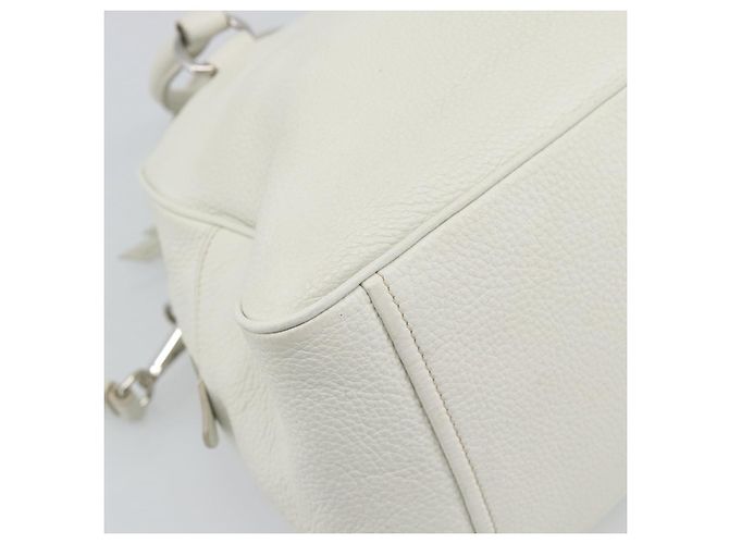 PRADA Hand Bag Vittero Dino Leather 2way White Silver - vista 19