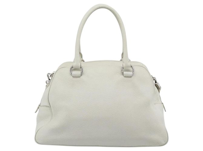 PRADA Hand Bag Vittero Dino Leather 2way White Silver - vista 2