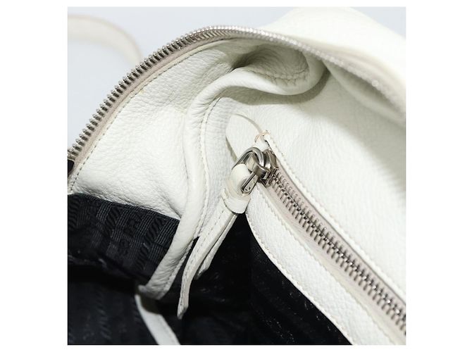 PRADA Hand Bag Vittero Dino Leather 2way White Silver - vista 25