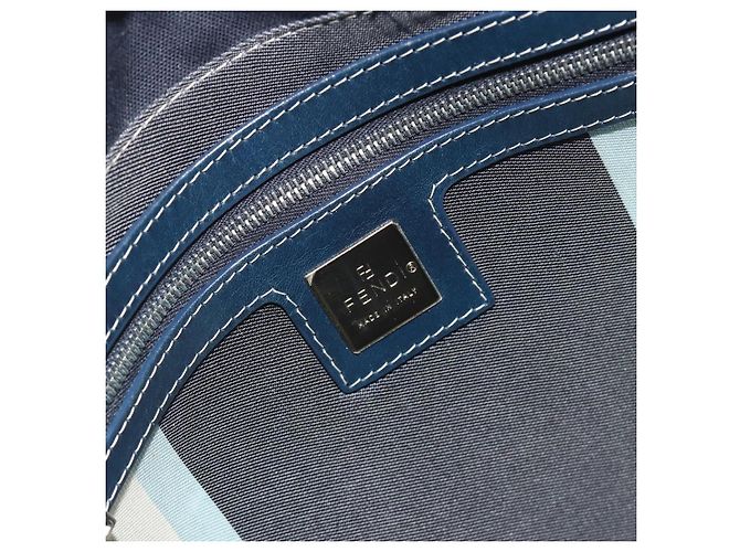 FENDI Mamma Baguette Shoulder Bag Canvas Navy Silver - vista 21