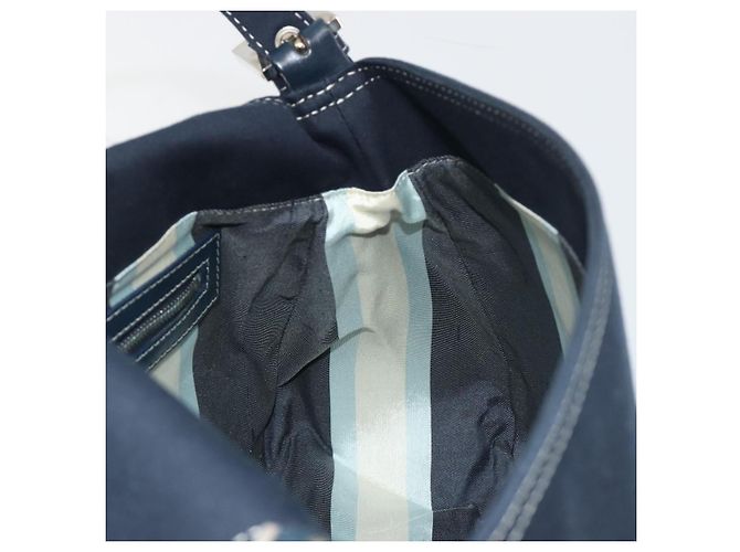 FENDI Mamma Baguette Shoulder Bag Canvas Navy Silver - vista 22