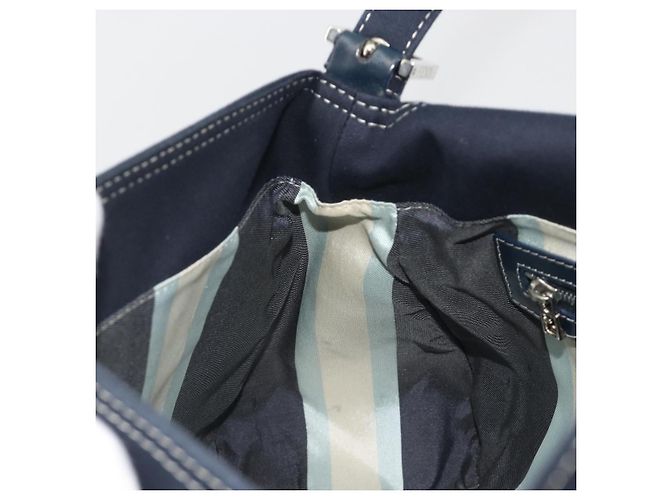 FENDI Mamma Baguette Shoulder Bag Canvas Navy Silver - vista 23