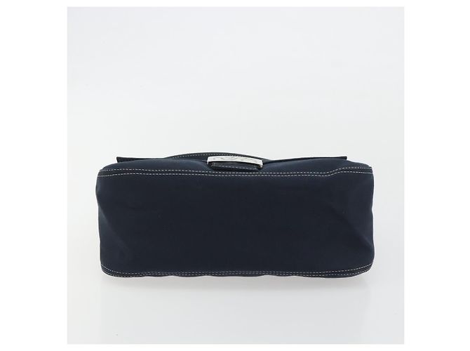 FENDI Mamma Baguette Shoulder Bag Canvas Navy Silver - vista 5