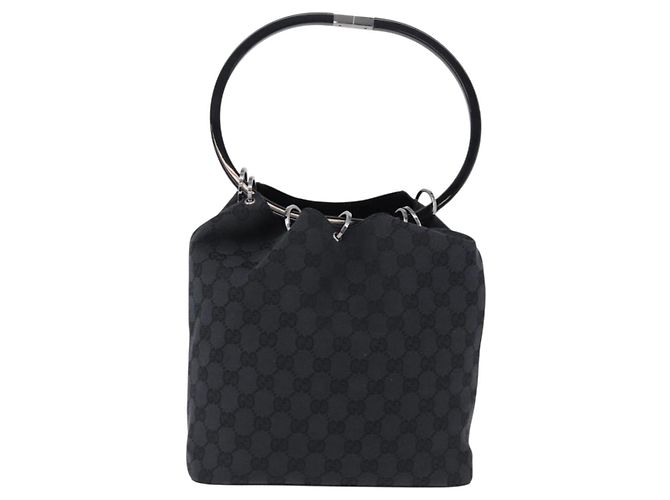 GUCCI GG Canvas Shoulder Bag Black Silver 001 3750 - vista 2