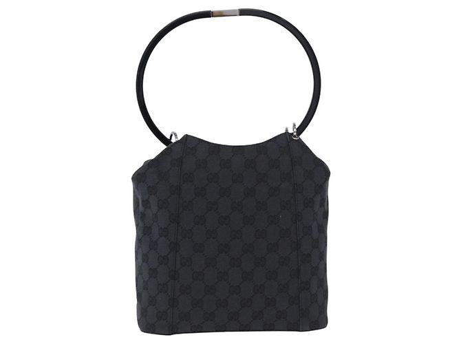 GUCCI GG Canvas Shoulder Bag Black Silver 001 3750 - vista 3
