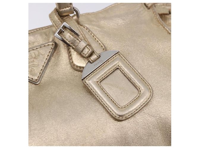 PRADA Hand Bag Leather 2way Silver Gold - vista 20
