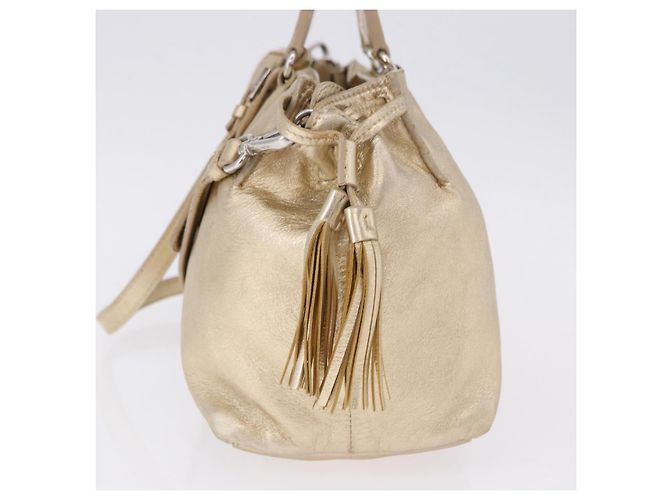 PRADA Hand Bag Leather 2way Silver Gold - vista 3