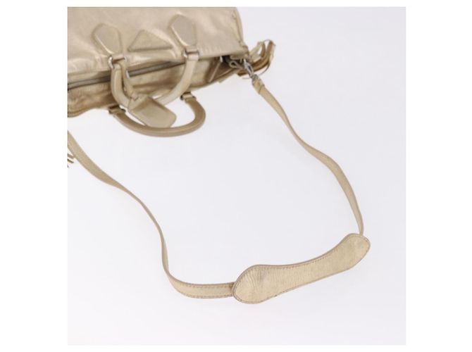 PRADA Hand Bag Leather 2way Silver Gold - vista 9