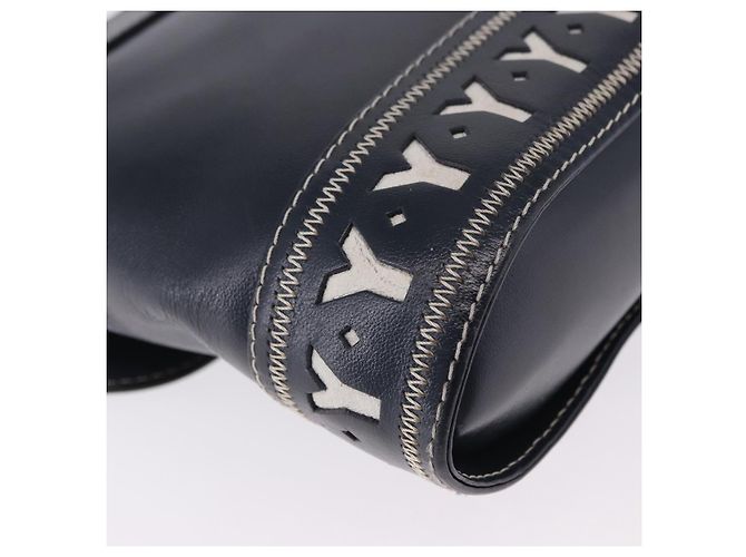 SAINT LAURENT Shoulder Bag Leather Navy Gold - vista 15