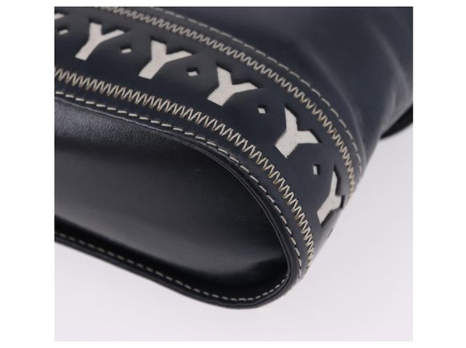 SAINT LAURENT Shoulder Bag Leather Navy Gold - vista 16