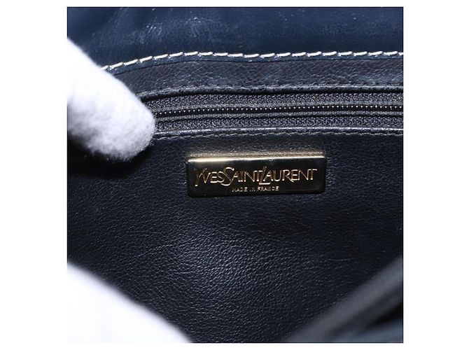 SAINT LAURENT Shoulder Bag Leather Navy Gold - vista 17