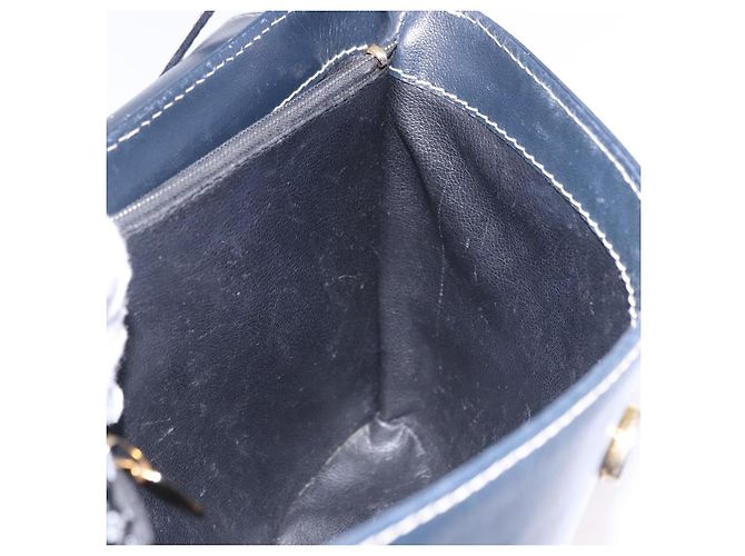 SAINT LAURENT Shoulder Bag Leather Navy Gold - vista 18