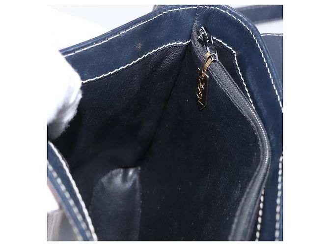 SAINT LAURENT Shoulder Bag Leather Navy Gold - vista 19