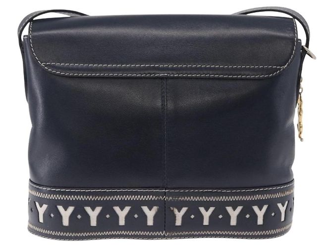 SAINT LAURENT Shoulder Bag Leather Navy Gold - vista 2