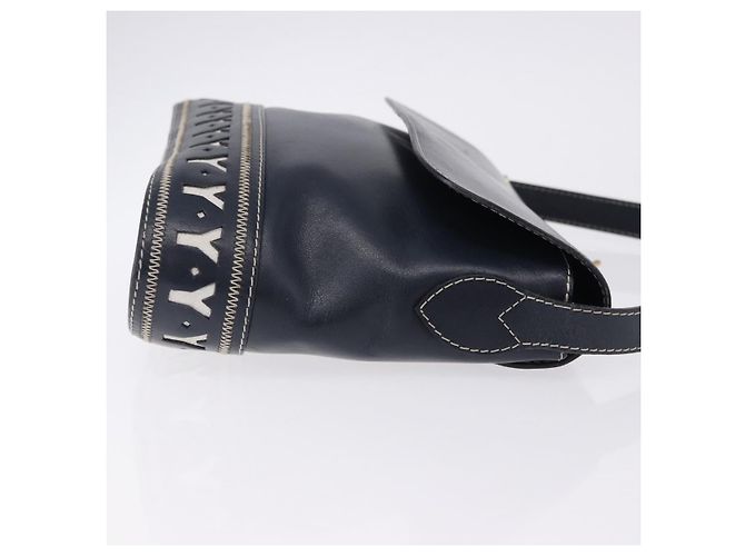 SAINT LAURENT Shoulder Bag Leather Navy Gold - vista 3
