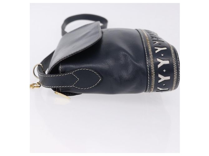 SAINT LAURENT Shoulder Bag Leather Navy Gold - vista 4