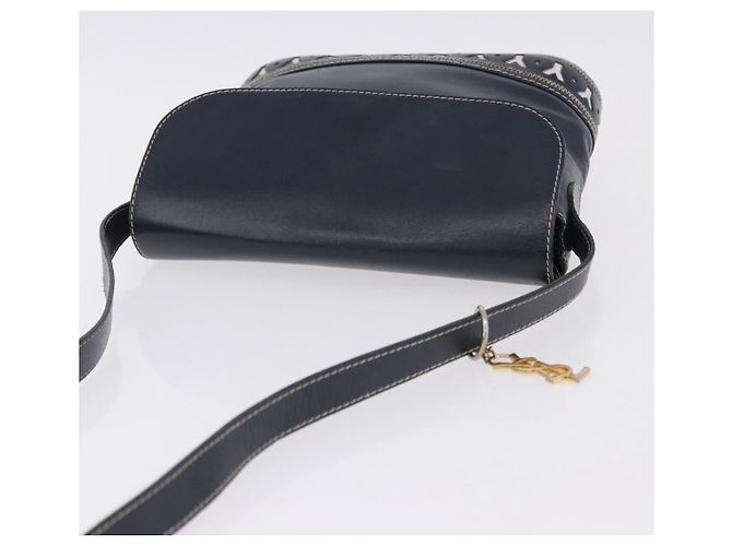 SAINT LAURENT Shoulder Bag Leather Navy Gold - vista 6