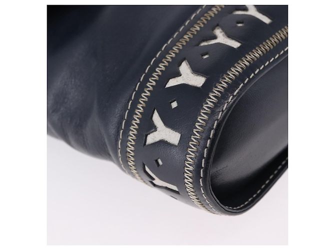 SAINT LAURENT Shoulder Bag Leather Navy Gold - vista 9