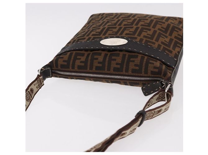 FENDI Zucca Canvas Celesia Shoulder Bag Brown Silver 8BT109 - vista 6