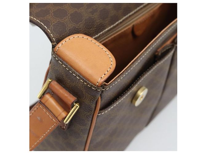 Céline CELINE Macadam Canvas Shoulder Bag PVC Leather Brown Gold - vista 10