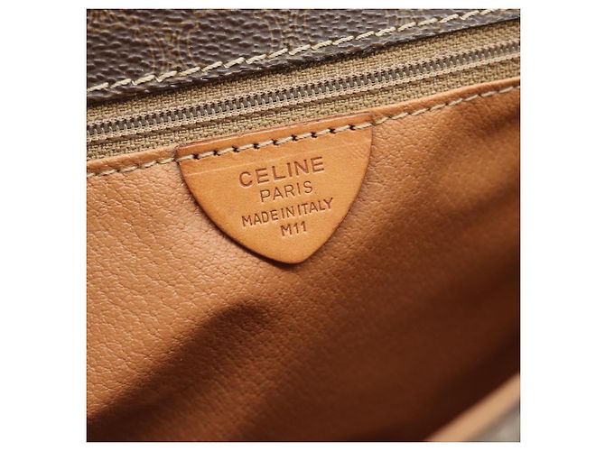 Céline CELINE Macadam Canvas Shoulder Bag PVC Leather Brown Gold - vista 12