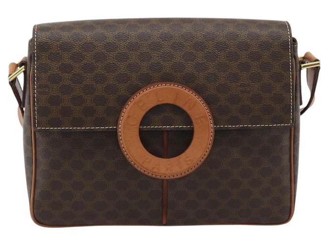 Céline CELINE Macadam Canvas Shoulder Bag PVC Leather Brown Gold - vista 13