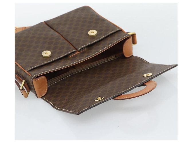 Céline CELINE Macadam Canvas Shoulder Bag PVC Leather Brown Gold - vista 17