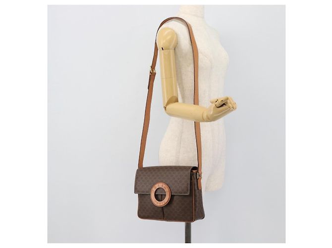 Céline CELINE Macadam Canvas Shoulder Bag PVC Leather Brown Gold - vista 24