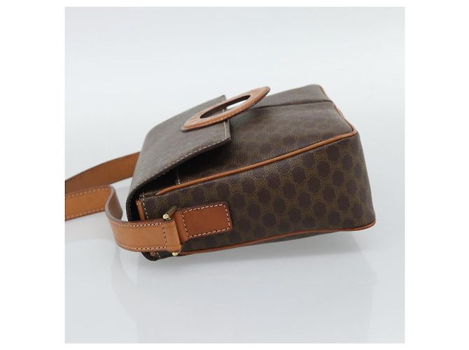 Céline CELINE Macadam Canvas Shoulder Bag PVC Leather Brown Gold - vista 3