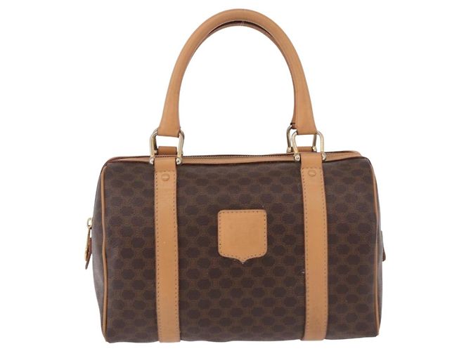 Céline CELINE Macadam Canvas Mini Boston Bag PVC Leather Brown Gold - vista 13