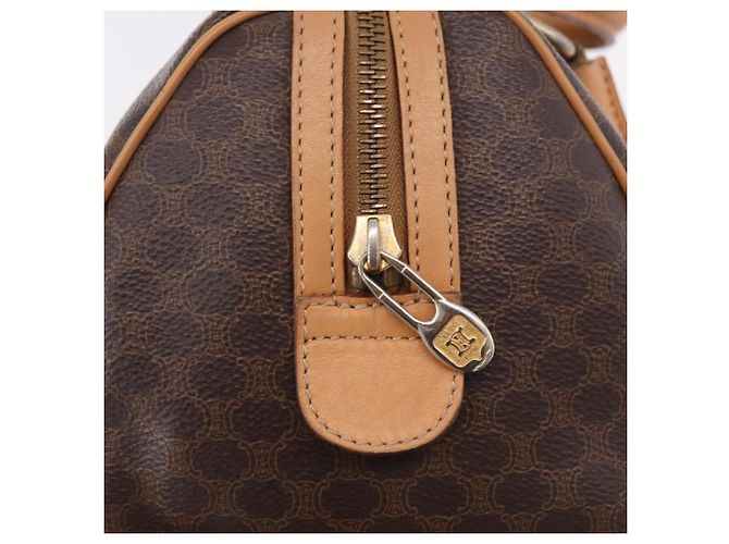 Céline CELINE Macadam Canvas Mini Boston Bag PVC Leather Brown Gold - vista 17