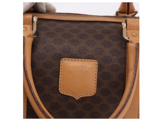 Céline CELINE Macadam Canvas Mini Boston Bag PVC Leather Brown Gold - vista 18